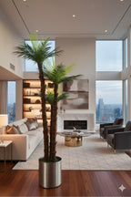 175 cm Yapay Üçüz Palmiye Ağacı - Tropikal Salon Dekoru - Gerçekçi Gövde Metal Saksı