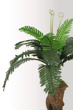 Yapay Bitki Kütük Saksıda Sikas (Chikas) Palmiyesi - Doğal Görünümlü Dekoratif Salon Ofis Bitkisi