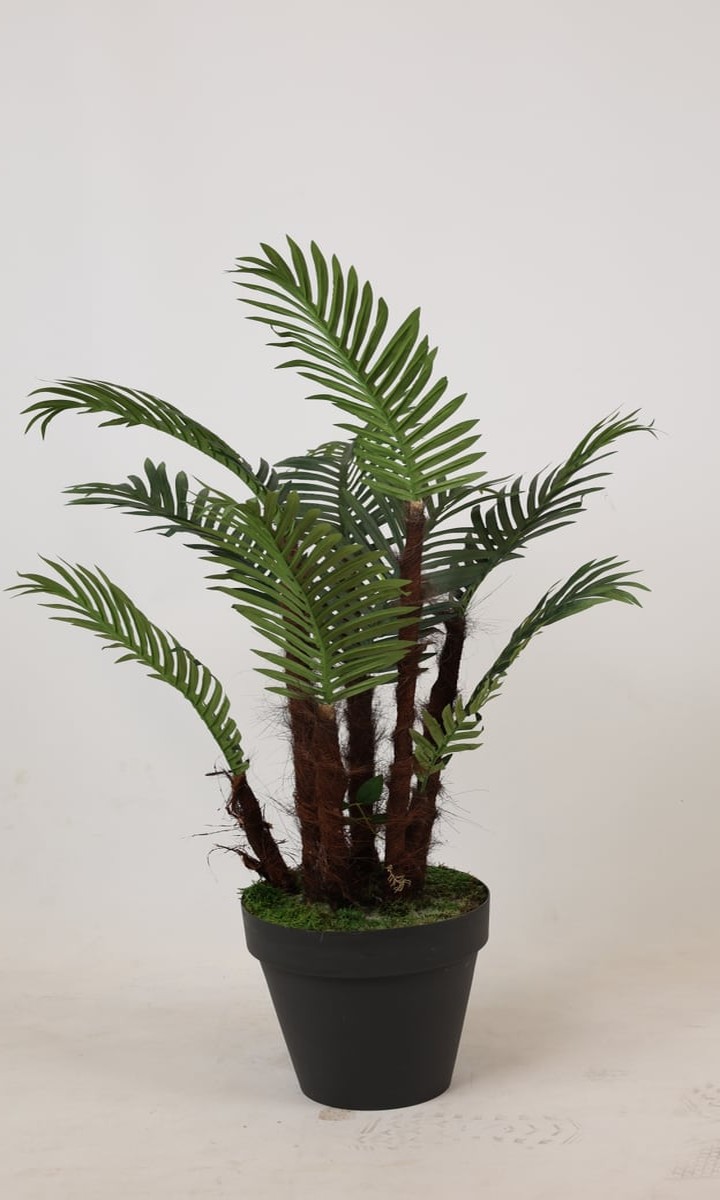 Üç Gövdeli Doğal Dokulu Yapay Sikas (Cycas) Palmiye Ağacı – 125 cm