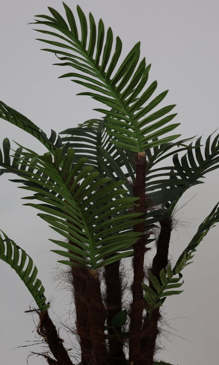 Üç Gövdeli Doğal Dokulu Yapay Sikas (Cycas) Palmiye Ağacı – 125 cm - Görsel 2