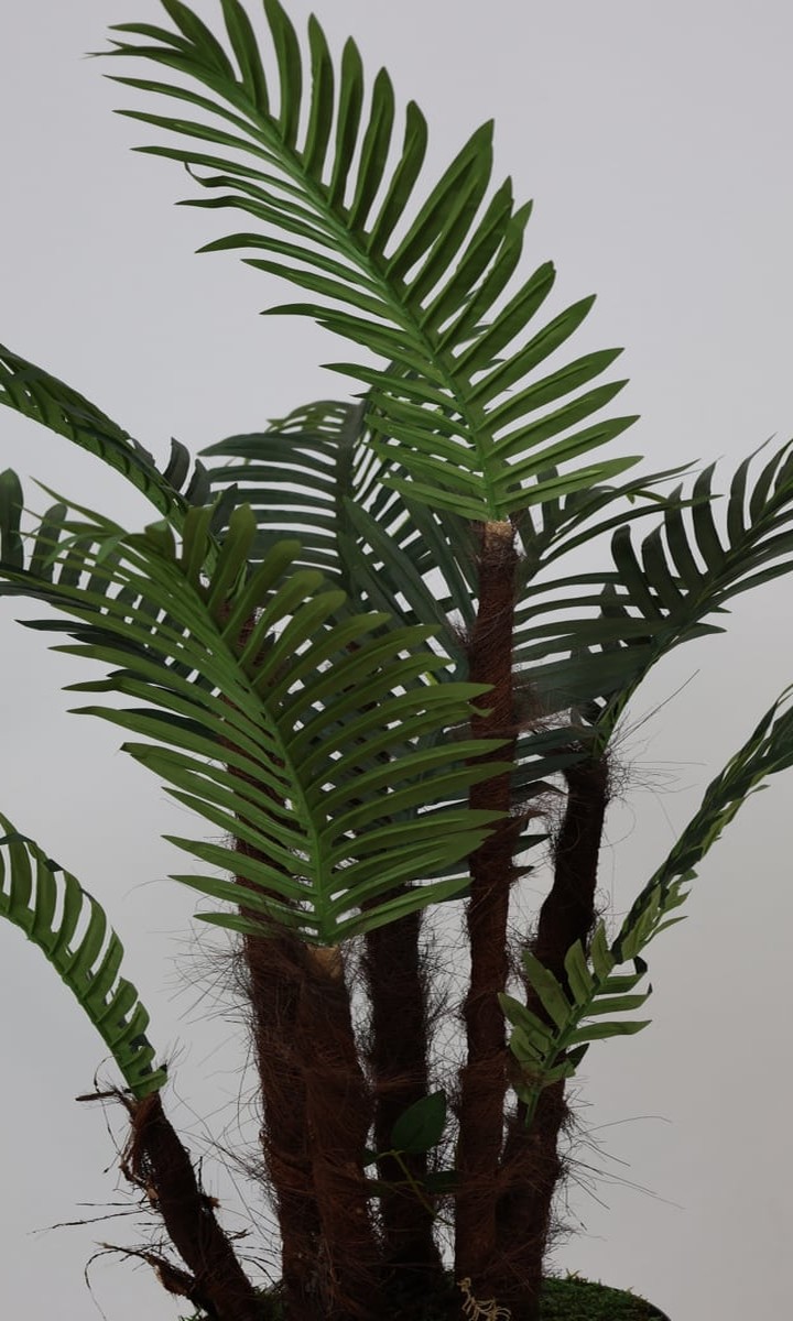 Üç Gövdeli Doğal Dokulu Yapay Sikas (Cycas) Palmiye Ağacı – 125 cm - Görsel 3