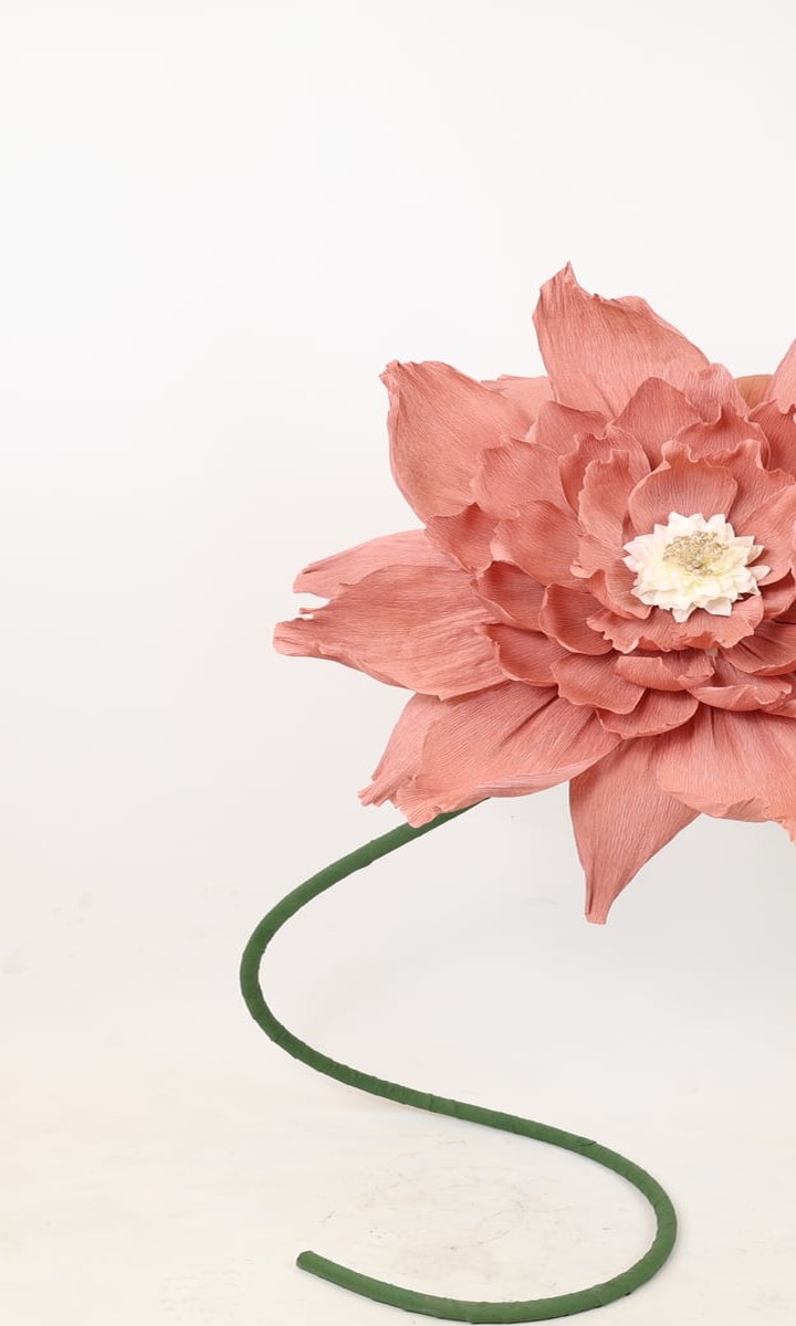 Dev Ayaklı Mercan ve Gül Kurusu Dekoratif Lotus Çiçeği – 170 cm - Görsel 2